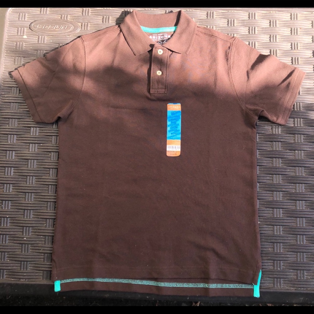 NWT ARIZONA JEANS BOYS POLO SIZE M BROWN